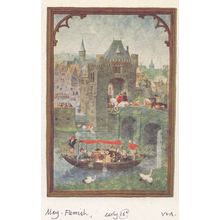 Medieval Middle Ages Boat Trip Book Of Hours V&A Old Postcard