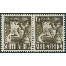 South Africa 1943 1s.3d. olive-brown SG94 unused pair