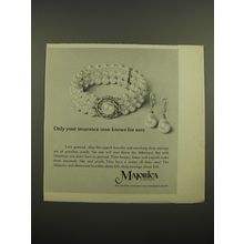 1968 Majorica-and-Rhinestone Pearl Bracelet and Drop Earings Advertisement