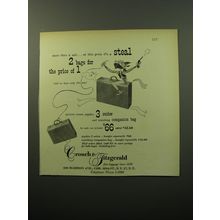 1950 Crouch & Fitzgerald 3 Suiter and Companion Bag Ad - More than a sale