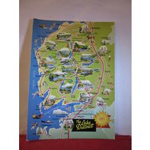 THE LAKE DISTRICT map. used postcard by E T W Dennis dated 1992 =