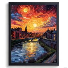 Impressionist Landscape Wall Art Print Artwork For Lounge Sunset Over River Art