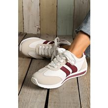 White Color Block Patchwork Breathable Lace-up Sneakers