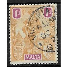 MALTA 1922-6 1d USED SG125