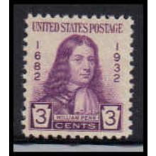724 3c William Penn Fine MNH O3444