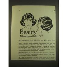 1924 Danderine Hair Dressing Ad - Beauty A Gleamy Mass of Hair