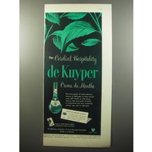 1950 de Kuyper Creme de Menthe Advertisement - For Cordial Hospitality