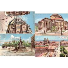 Palermo 4x Italian Antique Linen Postcard s