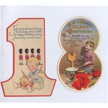 Child Drummer Drum Set Banjo Old Greetings Birthday 2x Postcard