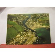AERIAL VIEW OF EAST & WEST LOOE CORNWALL unused postcard by Skyshot =