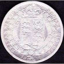1888 Great Britain 1 Half Crown (2 & Half Shillings) Silver Coin