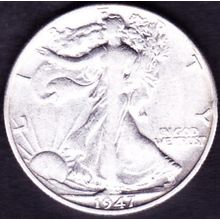 1947 USA 50 Cents Silver Coin Liberty Walking