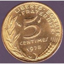 1978 France 5 Centimes Coin