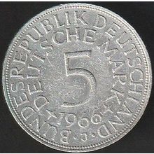 1966 J Germany 5 Mark Silver Coin