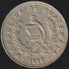 1990 Guatemala 25 Centavos Coin
