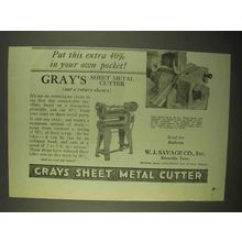 1922 Gray's Sheet Metal Cutter Ad - Extra in Pocket