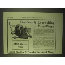 1922 Athol-Starrett Vises Ad - Position is Everything