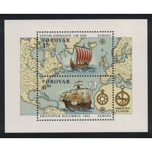 Faroe Is. 500th Anniversary of Discovery of America by Columbus MS 1992 MNH