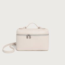 Ladies' Double Zipper Handbag Makeup Bag White