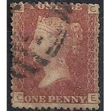 1858 SG43 1d Red Plate 199 Good/Fine Used Check Letters "CE".