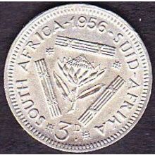 1956 South Africa 3 Pence Silver Coin
