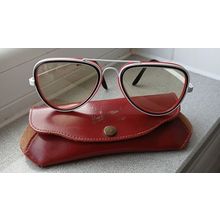Red, White & Black Sunglasses + Case, Pilots, Zeiss lenses, West German, Vintage