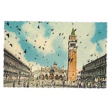 pigeons in PLAZZA OF ST. MARK , VENICE. ITALY unused vintage postcard