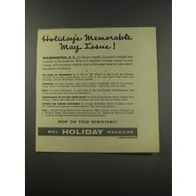 1956 Holiday Magazine Ad - Holiday's memorable may issue