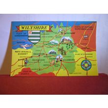 MAP OF WILTSHIRE unused vintage postcard by Colourmaster. #
