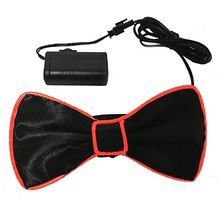 Flashing EL Wire Red Bow Tie for Men Night Rave Parties