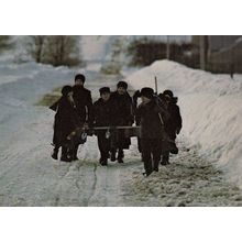 Ontario Mennosite Children on Way Home in Elmira Snow Canada Canadian Postcard