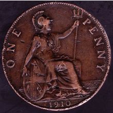 1910 Great Britain 1 Penny Coin