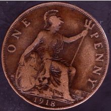 1918 Great Britain 1 Penny Coin