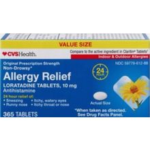 CVS Health 24 Hr Allergy Relief Non-Drowsy 365 Tablets 10mg Exp 8/25 BOX DAMAGED