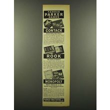 1940 Parker Brothers Games Ad - Contack, Rook, Monopoly