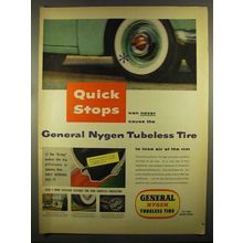 1955 General Nygen Tubeless Tire Ad - Quick Stops