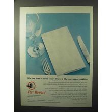 1964 Fort Howard Paper Ad - Linen Like Paper Napkins