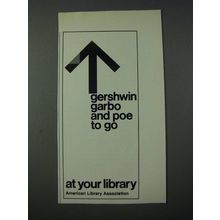 1986 American Library Association Ad - Gershwin Garbo and Poe To Go