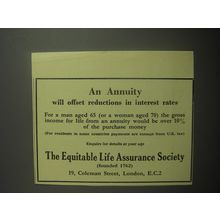 1948 Equitable Life Assurance Society Ad - An annuity will offset reductions