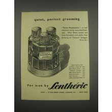 1949 Lentheric Ad - Three Musketeers After Shave Lotion, Scalp Stimulant