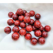 PHYRO - *DISCONTINUED* - 24 Glass Marbles, Red with Smooth Black Splatters, 16mm