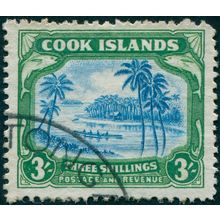 Cook Islands 1938 3s greenish blue & green SG129 used