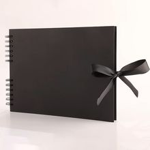 Woodside Home Living Ribbon Tie Scrap Book Style Photo Album 29cm x 21.5cm - Bla