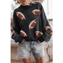 Black Rugby Print Drop Shoulder Crew Neck Sweatshirt