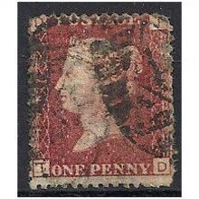 1858 SG43 1d Rd Plate 201 Good Used Check Letters "TD".