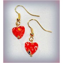 Lovely Sale Love Heart Murano Glass Gold Plated Hook Earrings Jewellery 1215