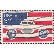 USA, airmail, Jet with globe engines, red & blue 1976, 31c, #2