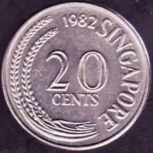 1982 Singapore 20 Cents Coin