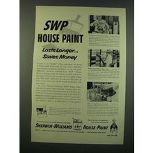 1954 Sherwin-Williams House Paint Ad - SWP Lasts Longer Saves Money