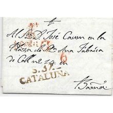 Spain Stampless 1830 Cataluna #S.37 to Banna B-D=21